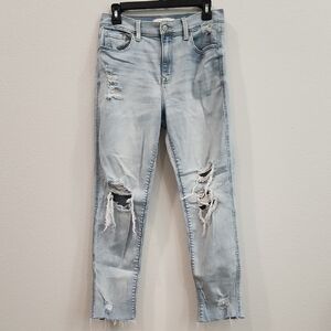 Eunina Rocky High Rise Boyfriend Light Washed Distressed Jeans